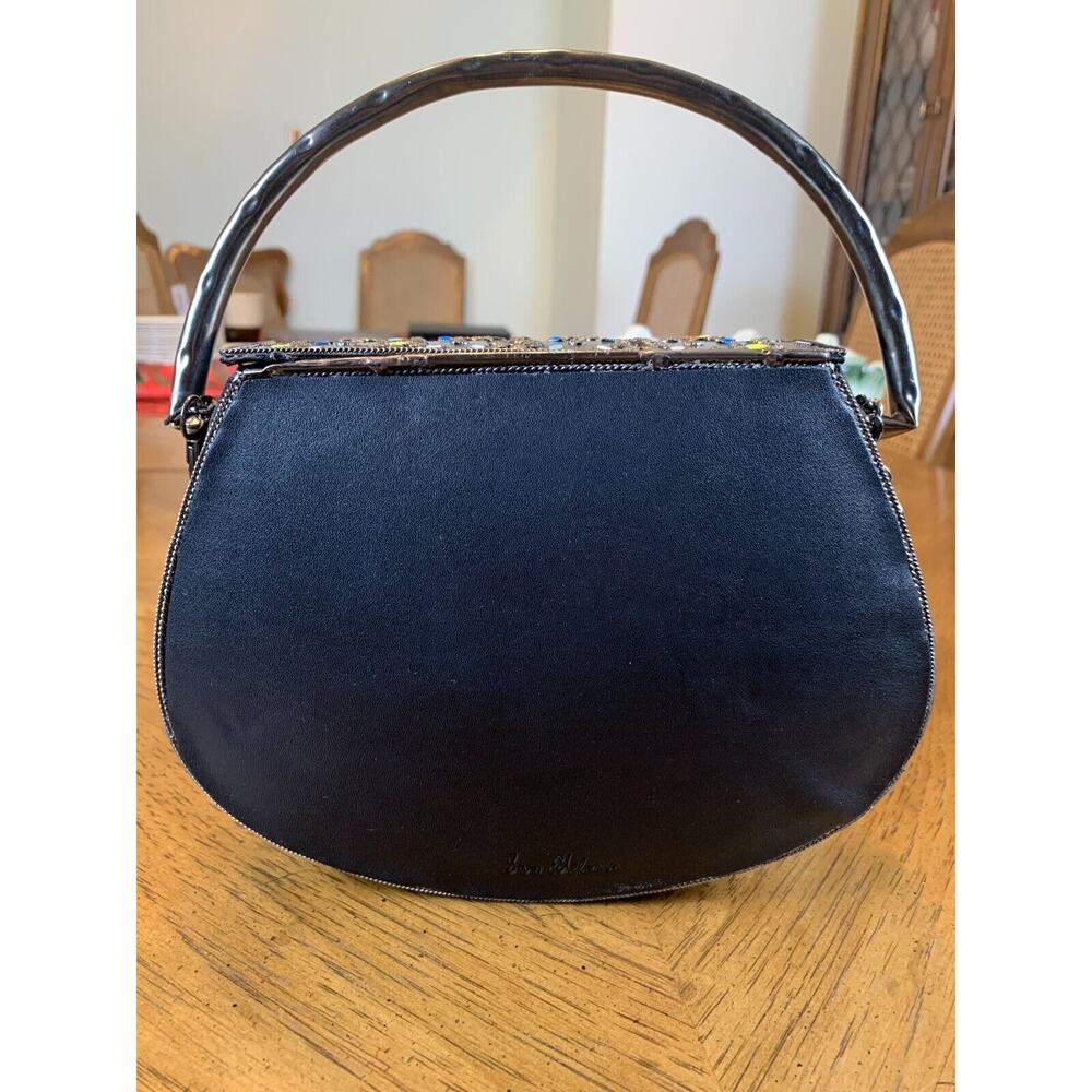 Sam Edelman Women Black Georgia Iron Leather Handbag Crossbody Satchel Bag - Picture 4 of 13